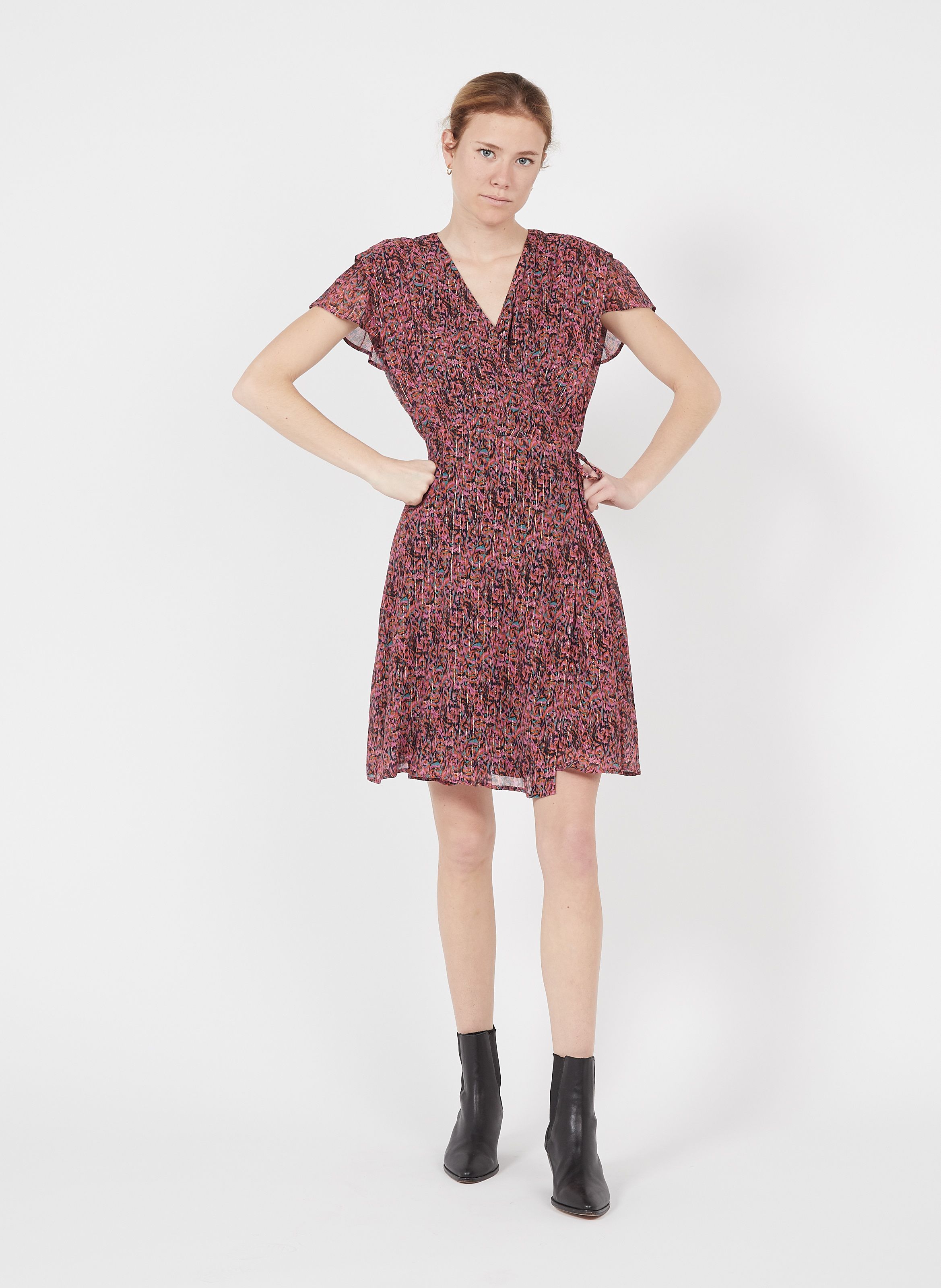 Short Printed Wrap Dress Fuchsia Maison 123 - Women | Place des Tendances
